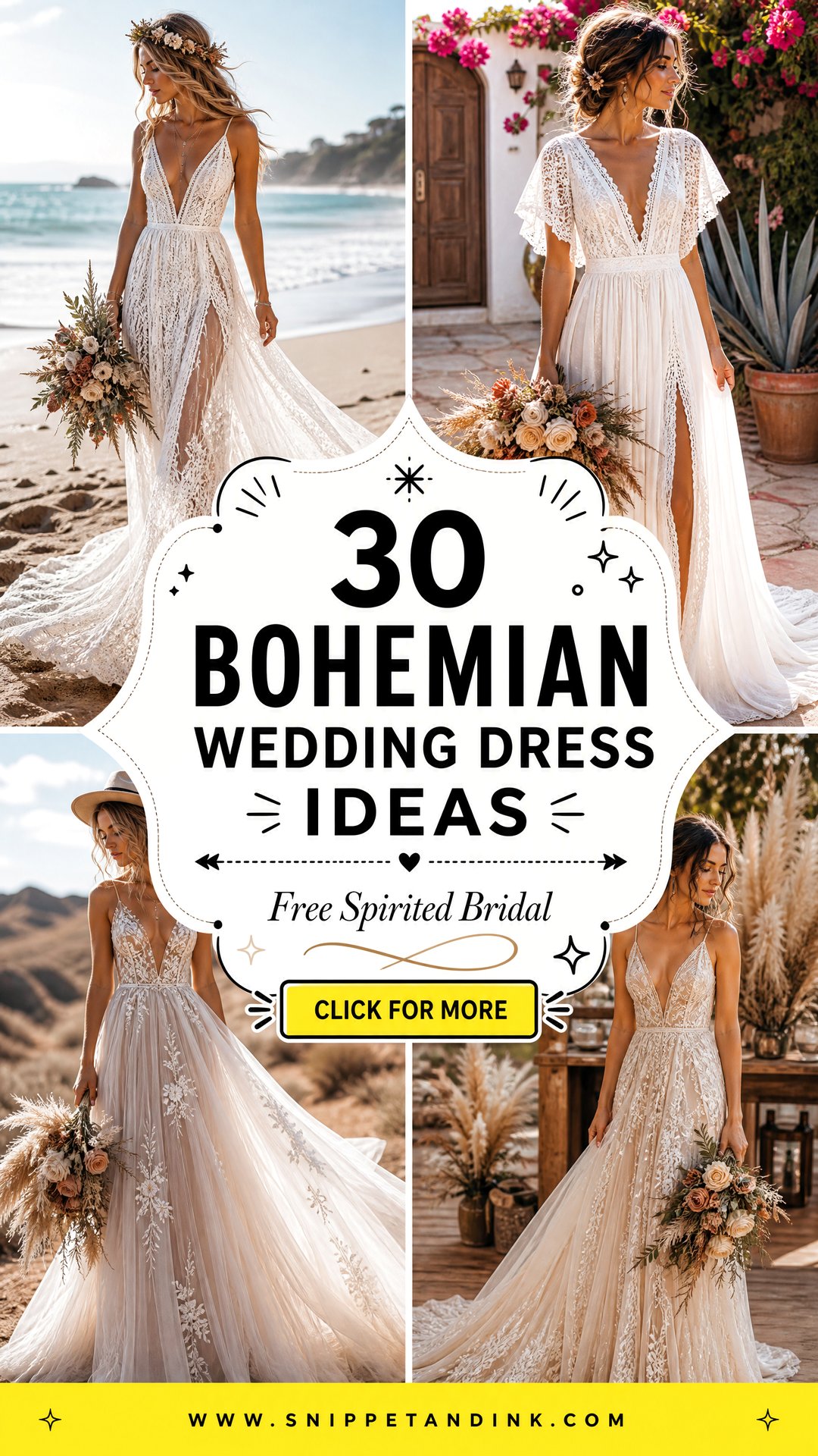 30 Bohemian Wedding Dress Ideas for Free-Spirited Brides - 30 Bohemian Wedding Dress Ideas for Free-Spirited Brides