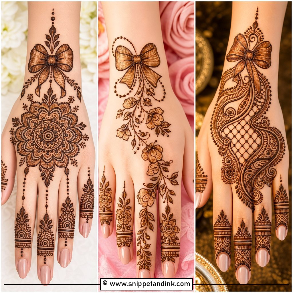 30 Bow Mehndi Designs for Cute Modern Bridal Looks
