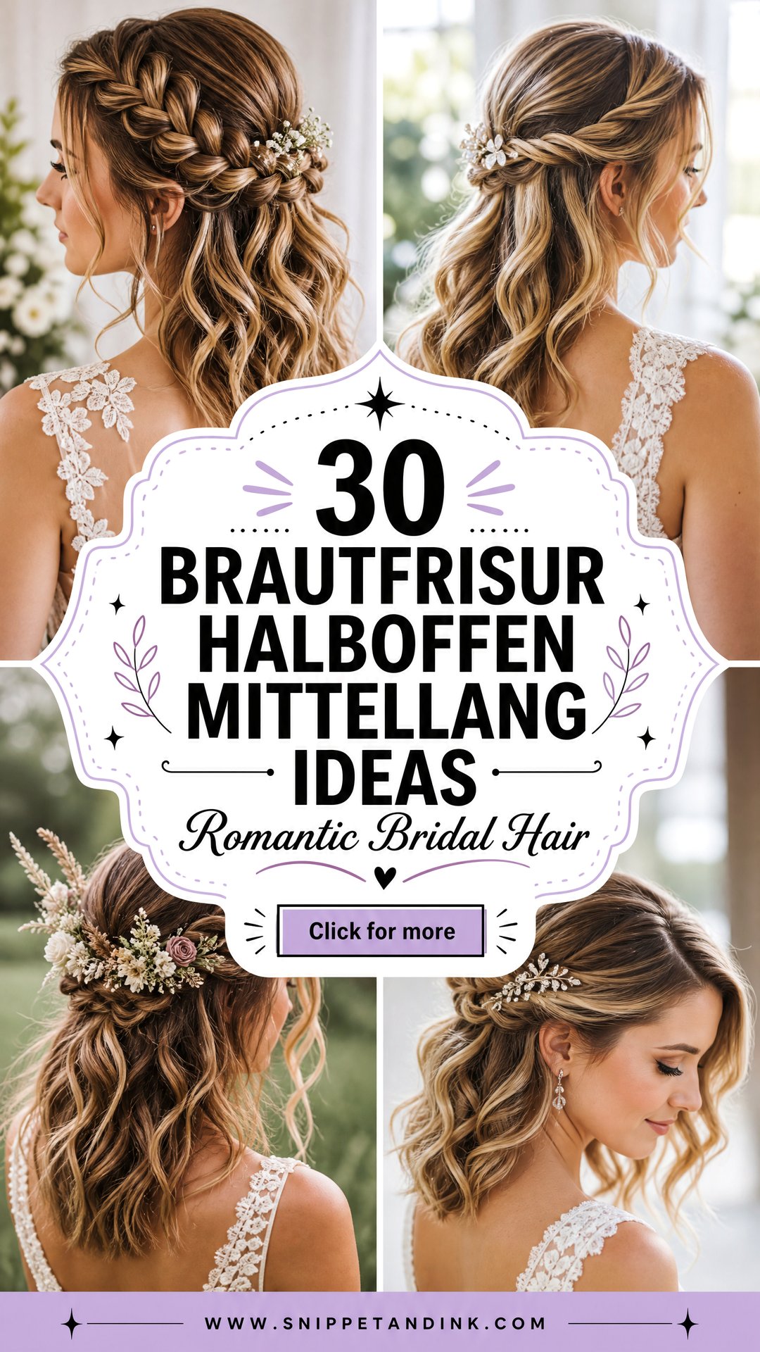 30 Brautfrisur Halboffen Mittellang Ideas for Brides - 30 Brautfrisur Halboffen Mittellang Ideas for Brides
