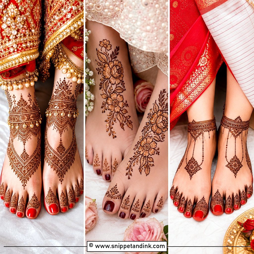 30 Bridal Feet Mehndi Designs for Stunning Wedding Details