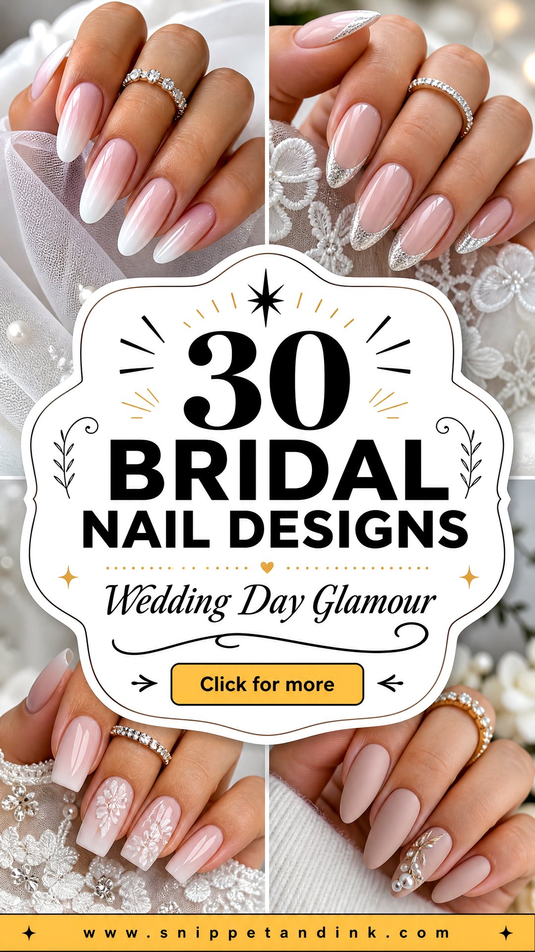 30 Bridal Nail Designs for Stunning Wedding Day Glamour - 30 Bridal Nail Designs for Stunning Wedding Day Glamour