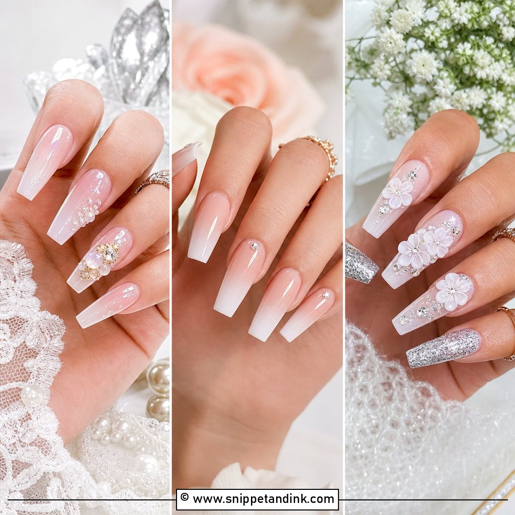 30 Bridal Nail Extension Designs for Luxe Wedding Glam