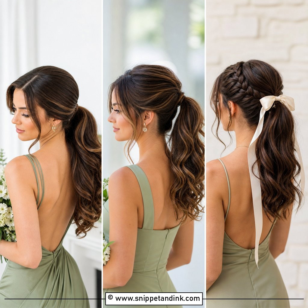 30 Bridesmaid Hairstyles Ponytail for Elegant Wedding Glam