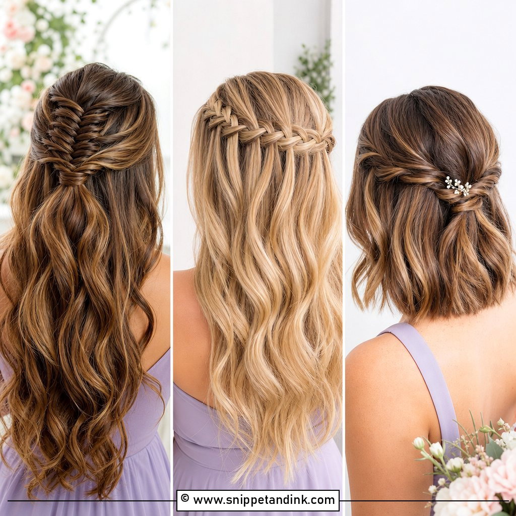 30 Bridesmaids Half Up Half Down Hairstyles for Soft Glam