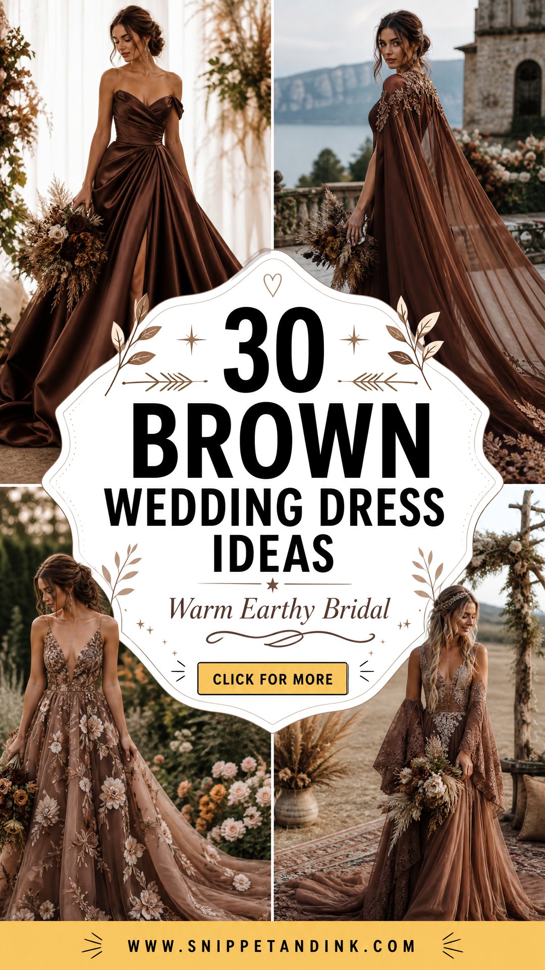 30 Brown Wedding Dress Ideas for Warm Earthy Bridal Style - 30 Brown Wedding Dress Ideas for Warm, Earthy Bridal Style