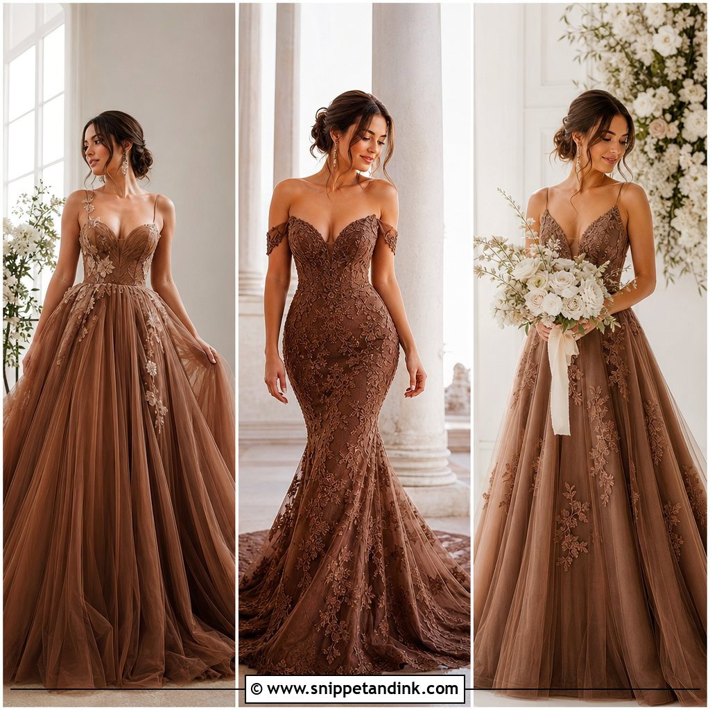 30 Brown Wedding Dress Ideas