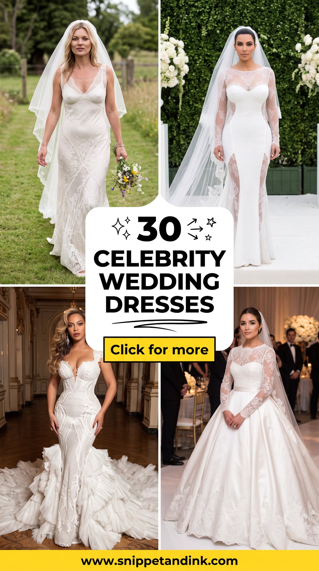 30 Celebrity Wedding Dresses for Timeless Bridal Style - 30 Celebrity Wedding Dresses for Timeless Bridal Style
