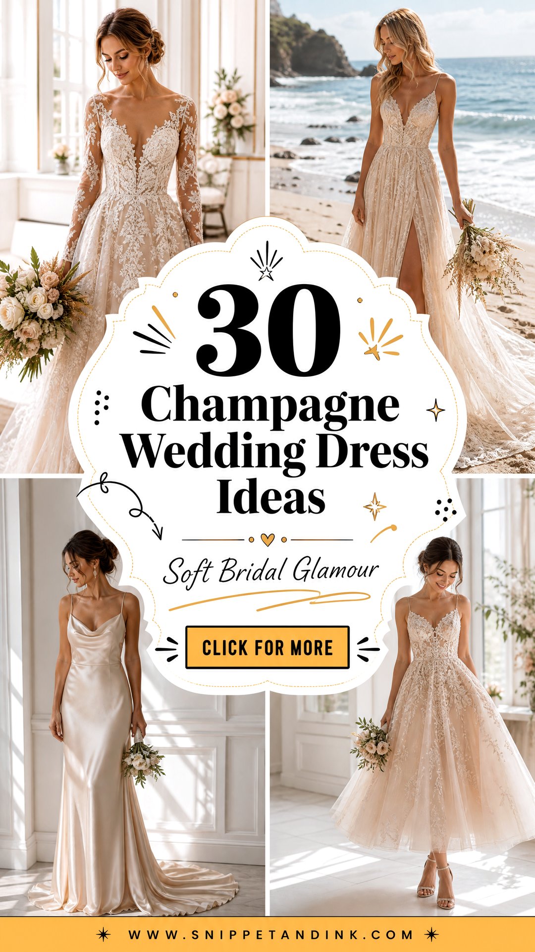 30 Champagne Wedding Dress Ideas For Soft Bridal Glamour - 30 Champagne Wedding Dress Ideas For Soft Bridal Glamour