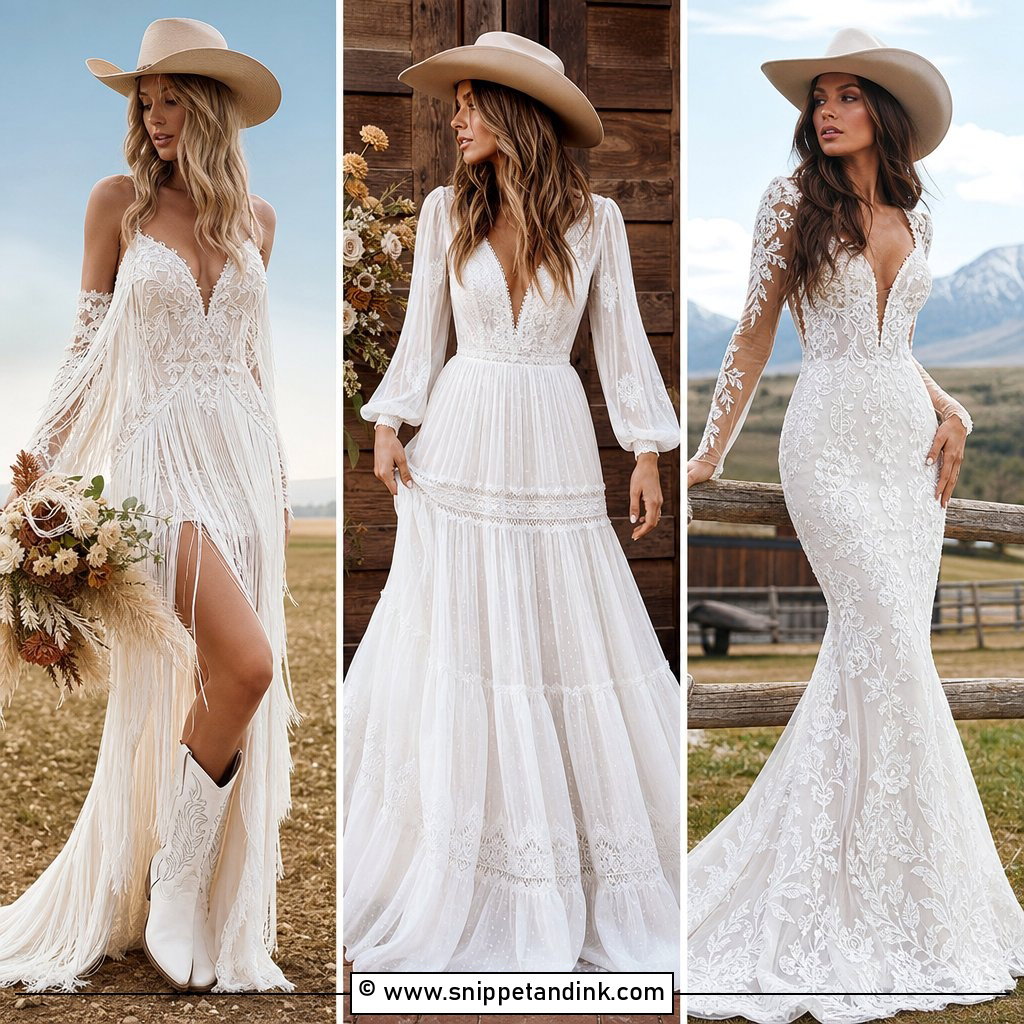 30 Cowgirl Wedding Dress Ideas for Rustic Bridal Magic