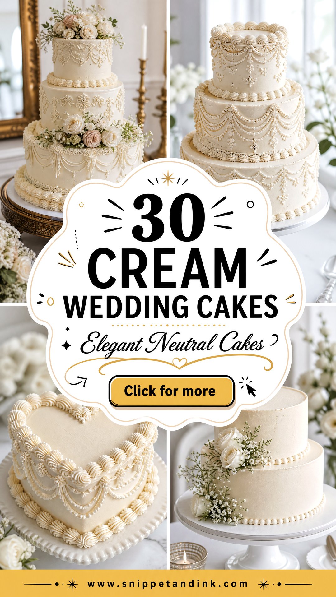 30 Cream Wedding Cakes for Elegant Neutral Receptions - 30 Cream Wedding Cakes for Elegant Neutral Receptions