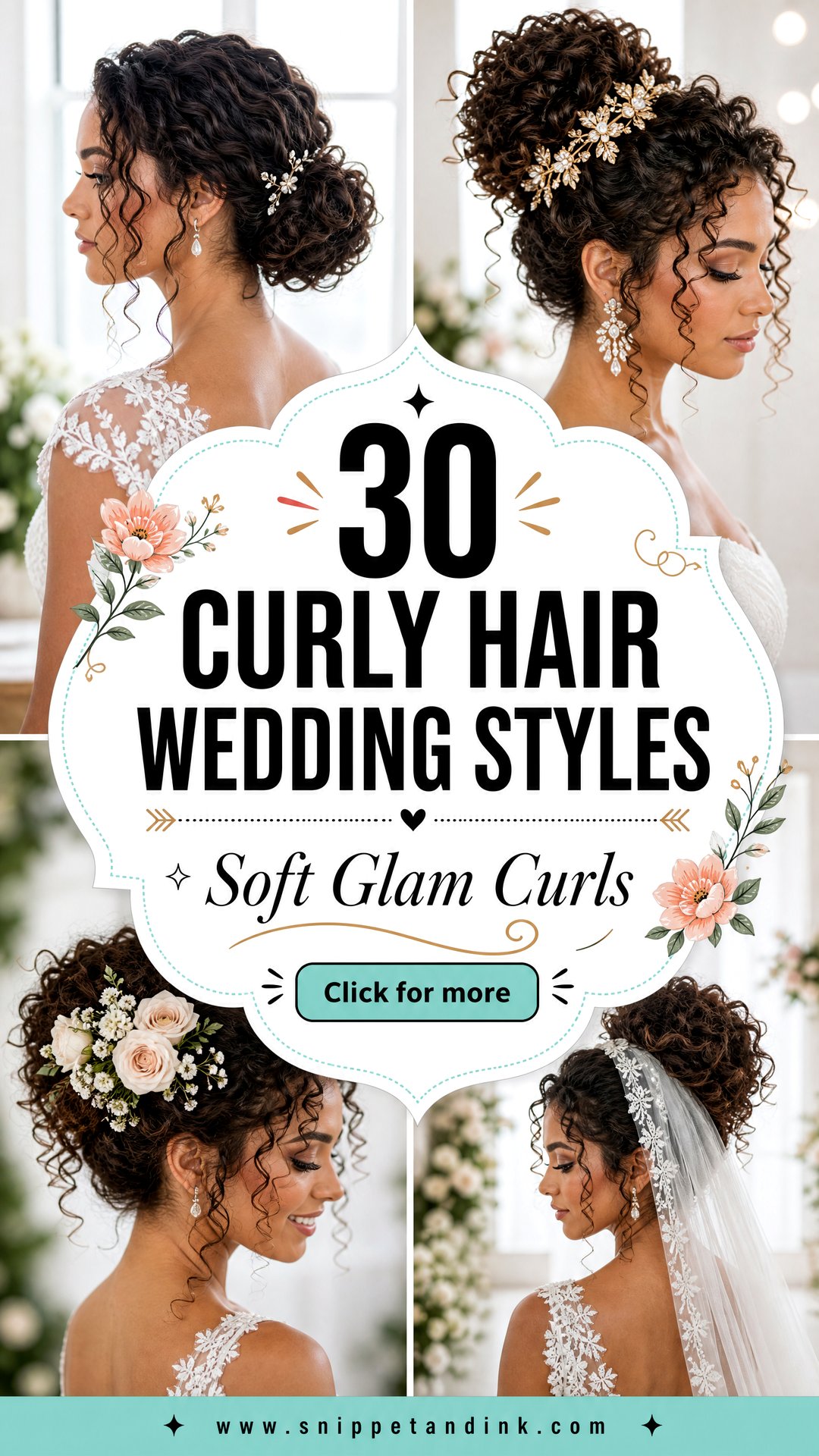 30 Curly Hair Wedding Styles for Soft Glam Looks - 30 Curly Hair Wedding Styles for Soft Glam Looks