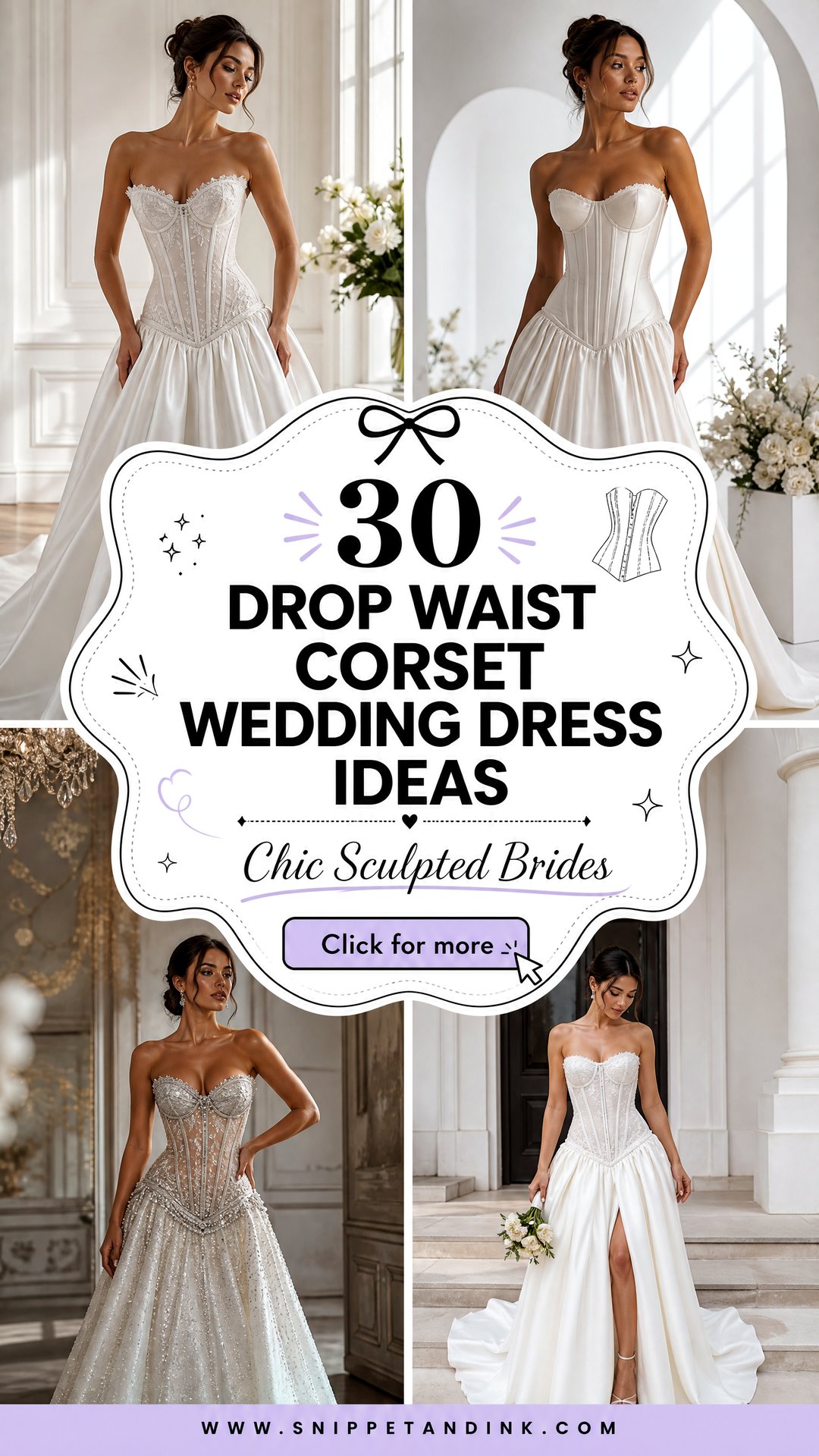 30 Drop Waist Corset Wedding Dress Ideas For Chic Brides - 30 Drop Waist Corset Wedding Dress Ideas For Chic Brides