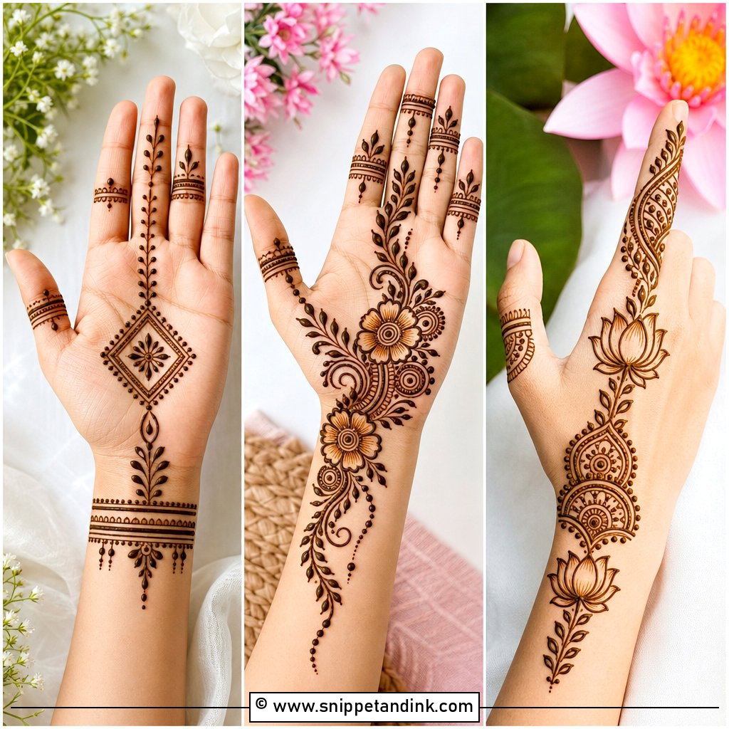 30 Easy Front Hand Mehndi Designs for Beginners and Brides