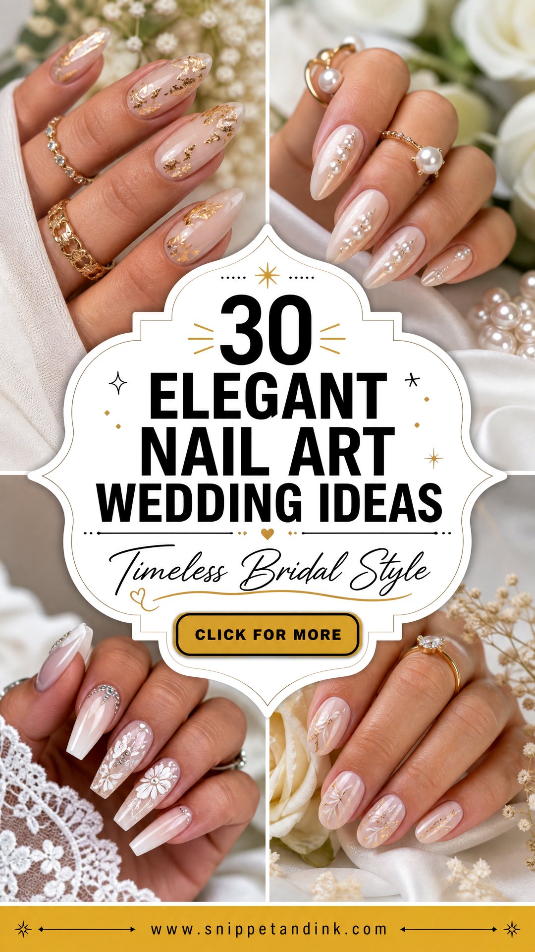 30 Elegant Nail Art Wedding Ideas for Timeless Bridal Style - 30 Elegant Nail Art Wedding Ideas for Timeless Bridal Style