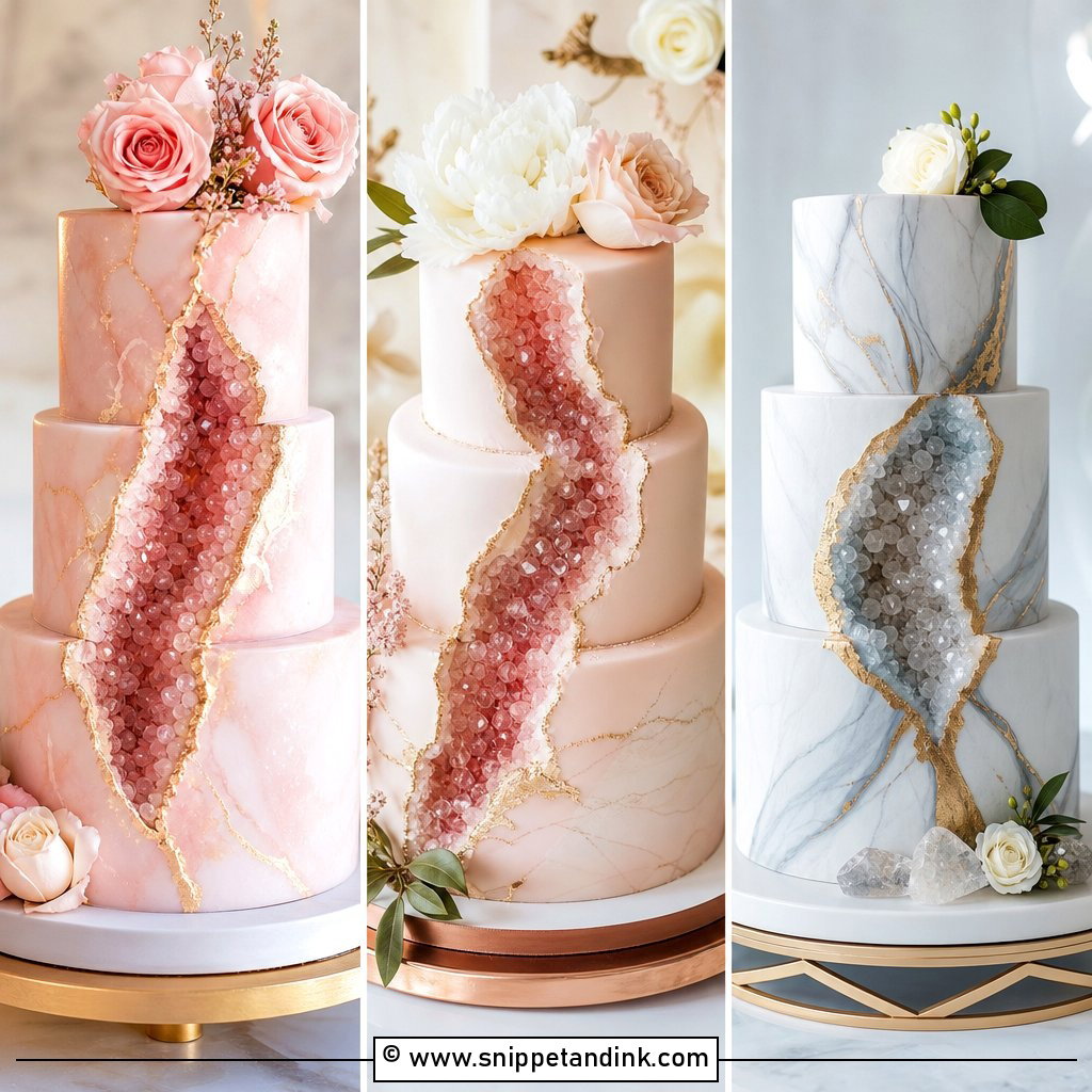 30 Geode Wedding Cakes for Dazzling Modern Receptions