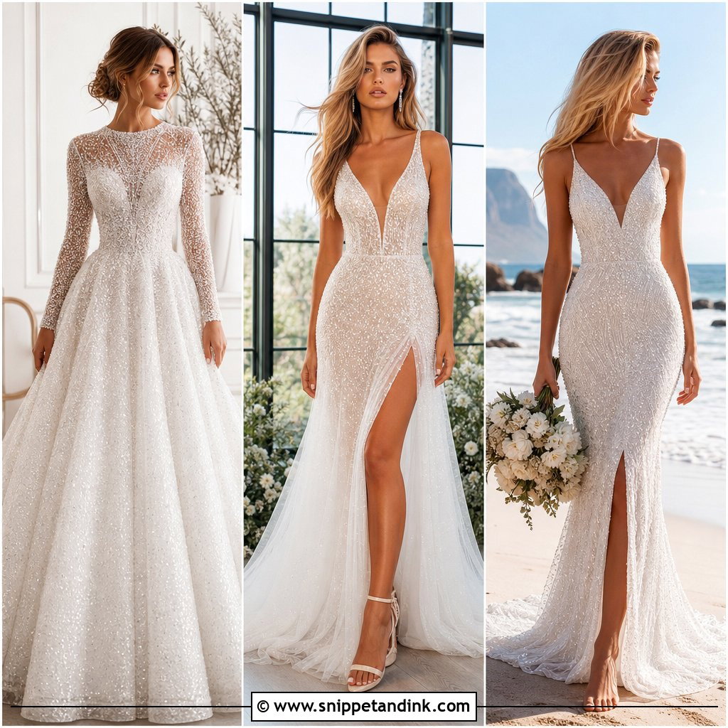 30 Glitter Wedding Dress Ideas