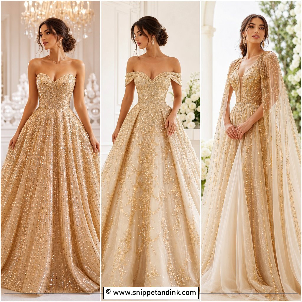 30 Gold Wedding Dress Ideas for a Luxe Bridal Glow