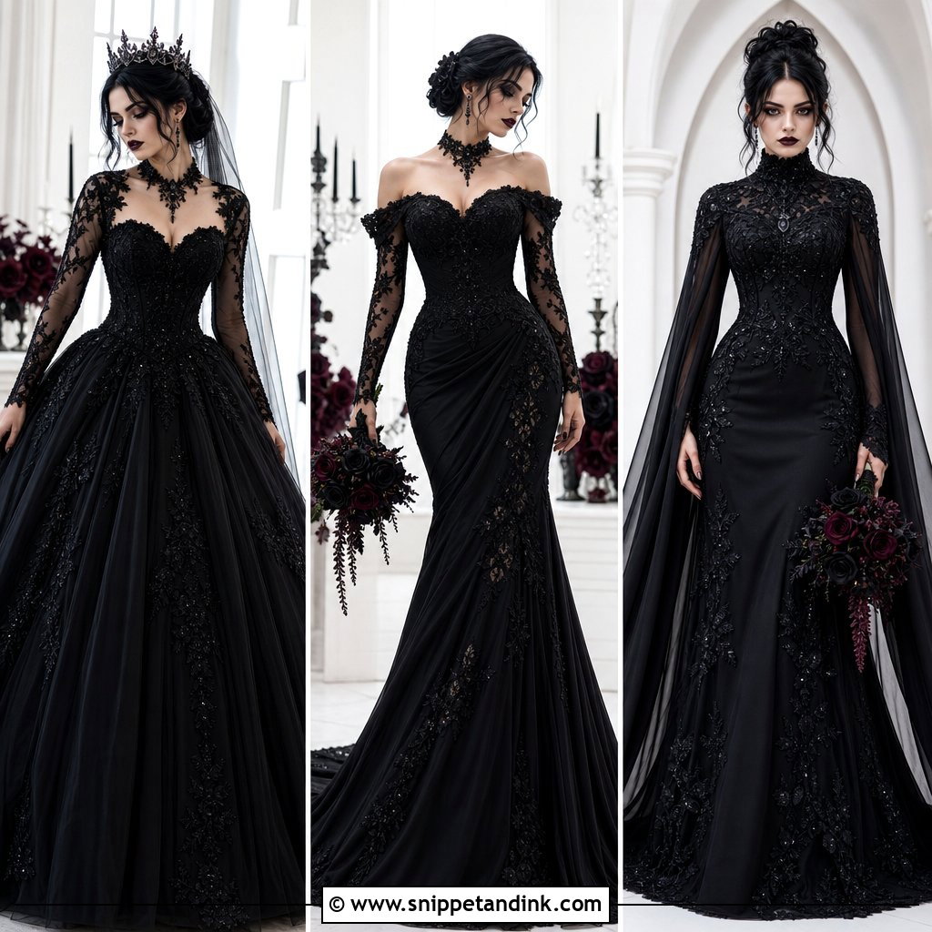 30 Gothic Black Wedding Dresses