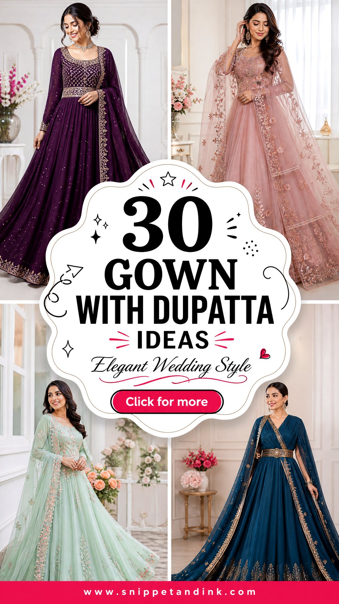30 Gown with Dupatta Ideas for Elegant Wedding Style - 30 Gown with Dupatta Ideas for Elegant Wedding Style