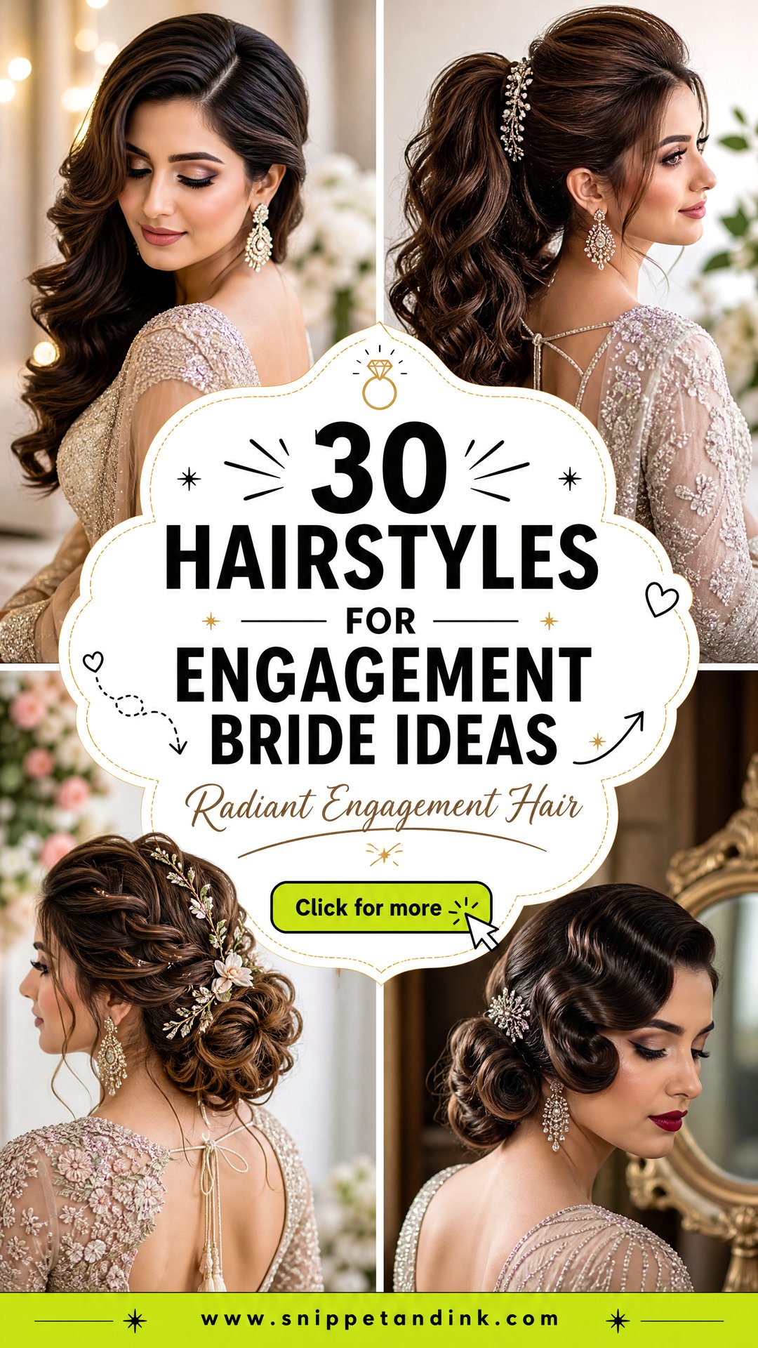 30 Hairstyles for Engagement Bride For A Radiant Look - 30 Hairstyles for Engagement Bride For A Radiant Look