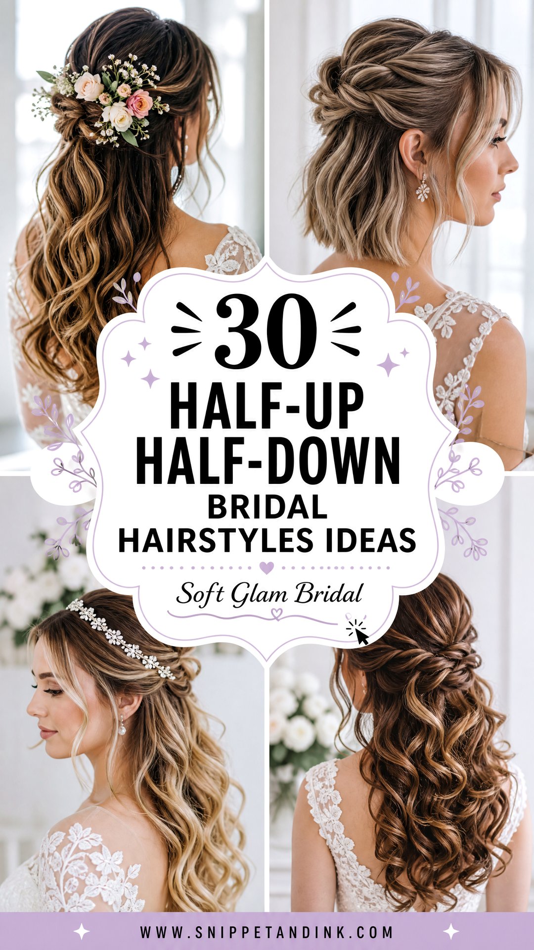 30 Half-Up Half-Down Bridal Hairstyles For Soft Glam Looks - 30 Half-Up Half-Down Bridal Hairstyles For Soft Glam Looks