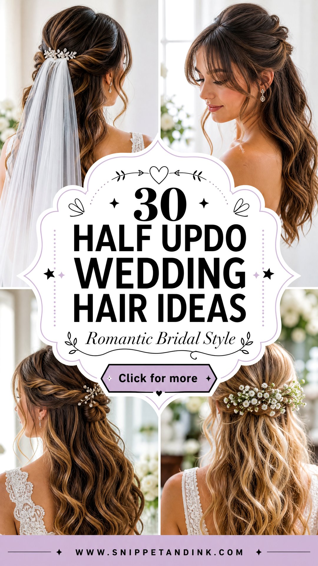 30 Half Updo Wedding Hair Ideas for Romantic Bridal Style - 30 Half Updo Wedding Hair Ideas for Romantic Bridal Style