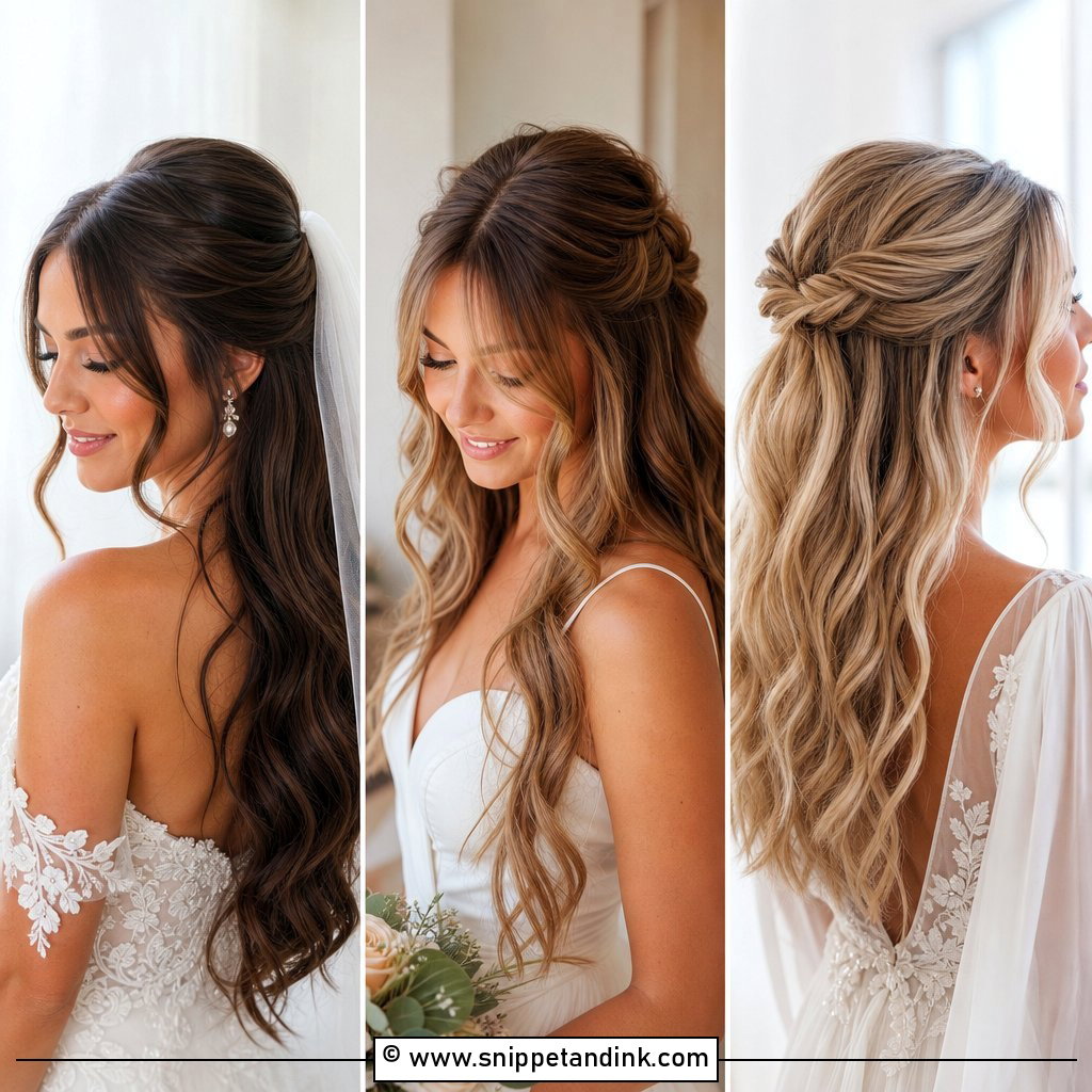 30 Half Updo Wedding Hair Ideas for Romantic Bridal Style