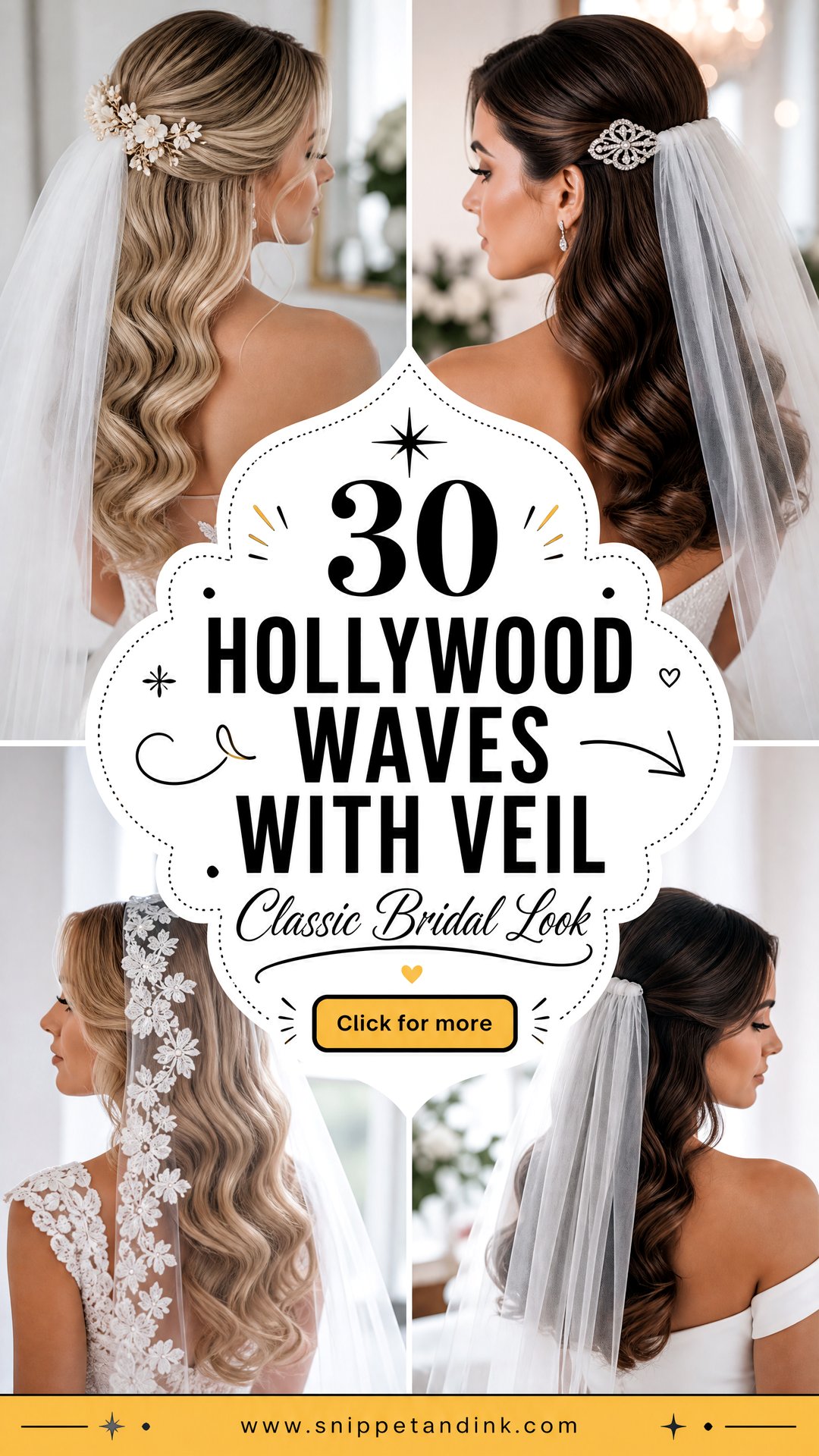 30 Hollywood Waves with Veil For A Classic Bridal Look - 30 Hollywood Waves with Veil For A Classic Bridal Look