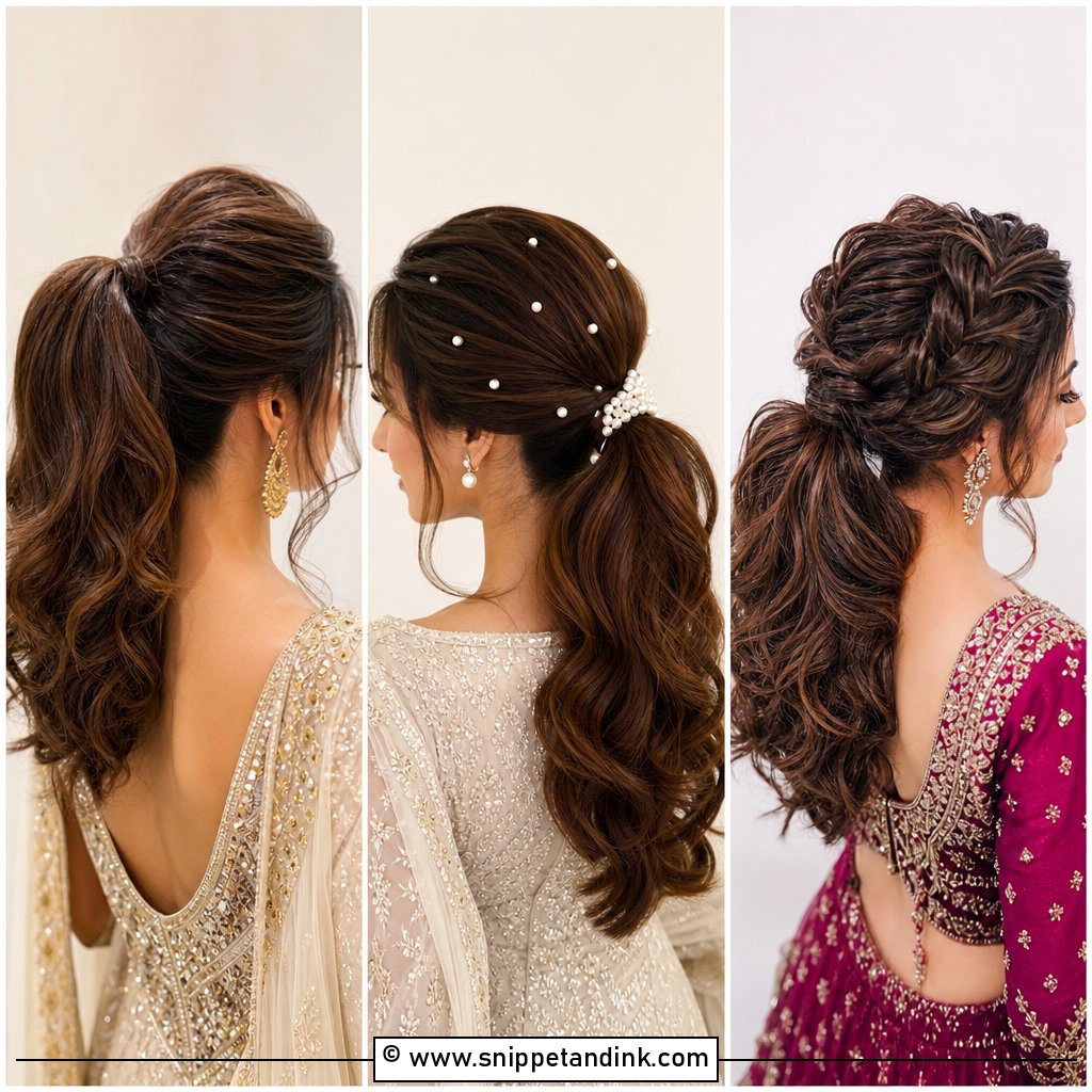 30 Indian Wedding Pony Hairstyles for Chic Bridal Looks