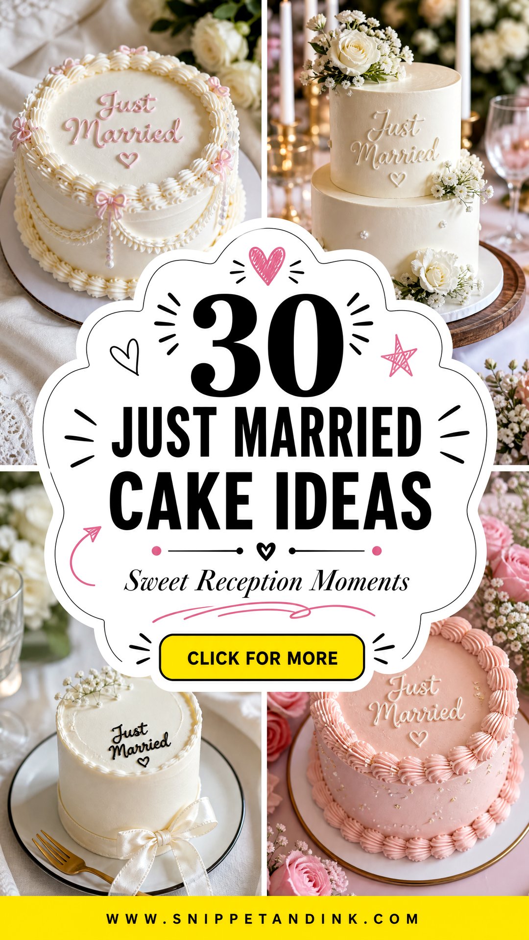30 Just Married Cake Ideas for Sweet Reception Moments - 30 Just Married Cake Ideas for Sweet Reception Moments