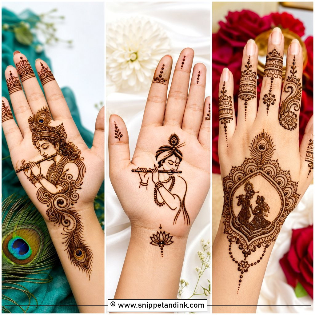 30 Krishna Mehndi Designs for Devotional Festive Hands