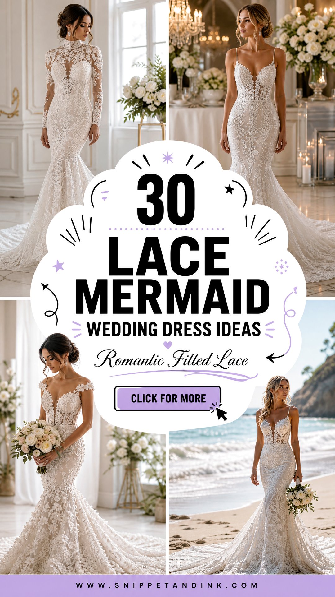 30 Lace Mermaid Wedding Dress Ideas for Romantic Brides - 30 Lace Mermaid Wedding Dress Ideas for Romantic Brides