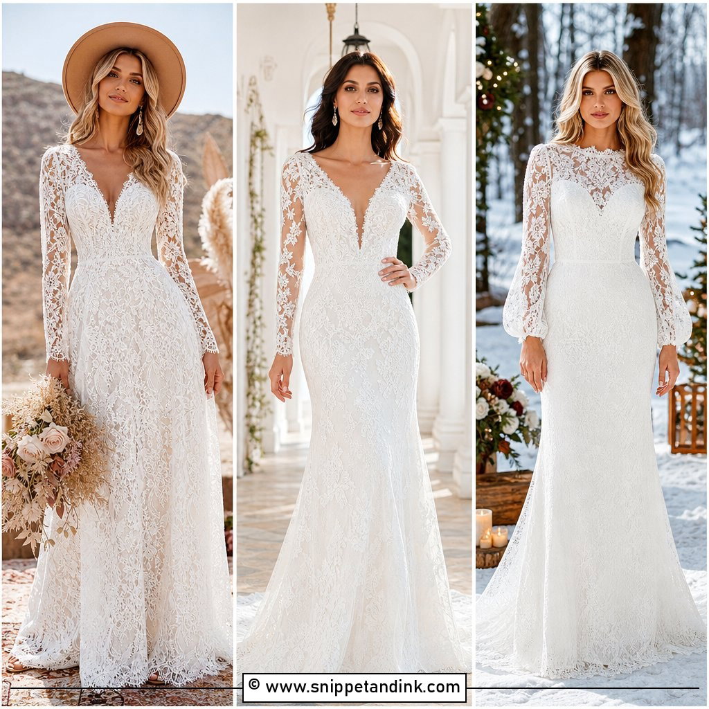30 Lace Wedding Dress with Sleeves for Timeless Brides