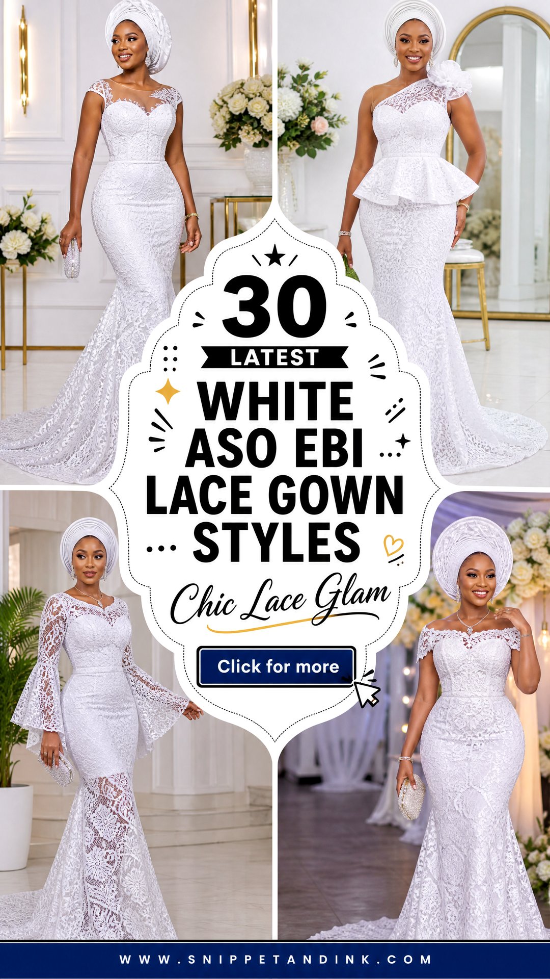 30 Latest White Aso Ebi Lace Gown Styles for Weddings - 30 Latest White Aso Ebi Lace Gown Styles for Weddings