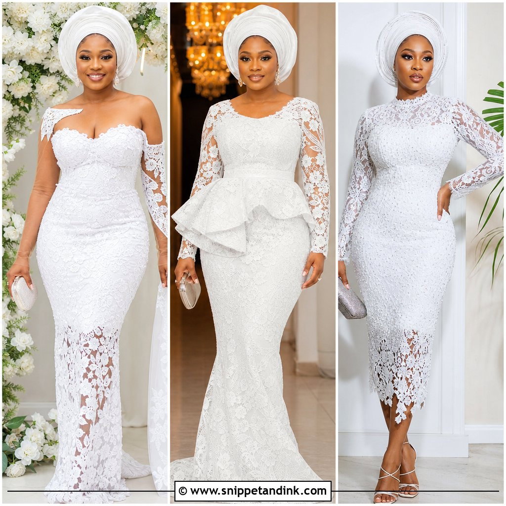 30 Latest White Aso Ebi Lace Gown Styles