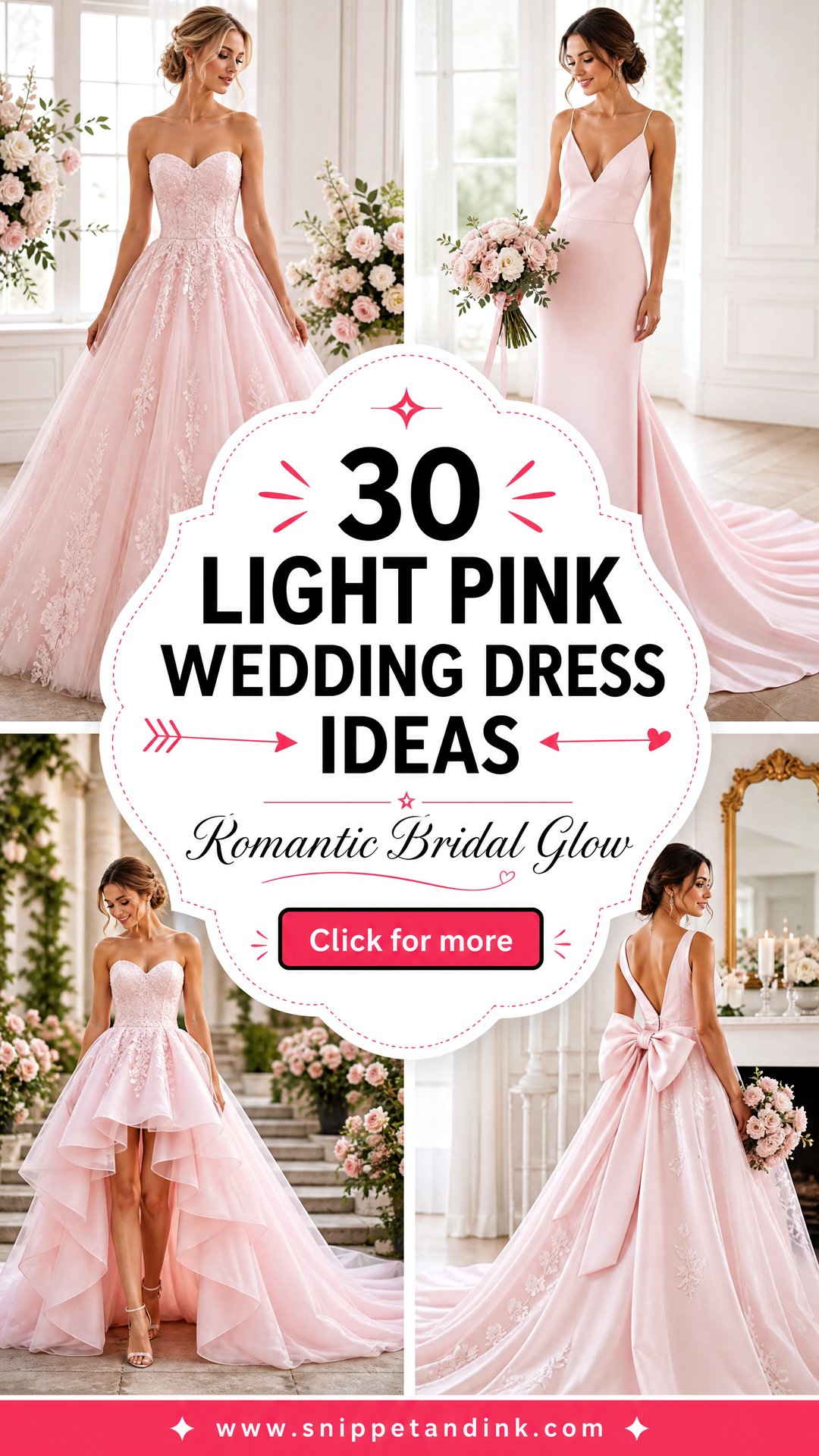 30 Light Pink Wedding Dress Ideas for Romantic Brides - 30 Light Pink Wedding Dress Ideas for Romantic Brides