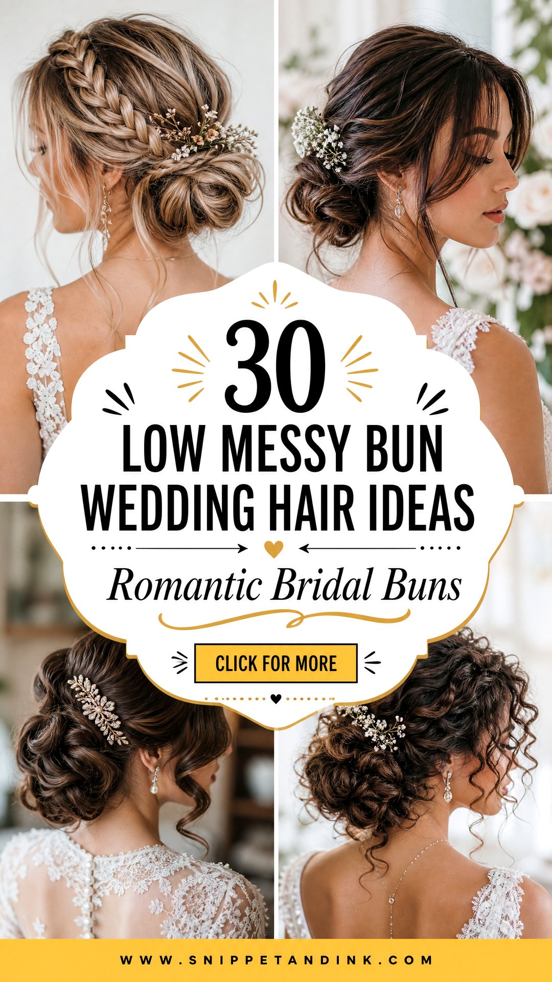 30 Low Messy Bun Wedding Hair Ideas for Romantic Brides - 30 Low Messy Bun Wedding Hair Ideas for Romantic Brides