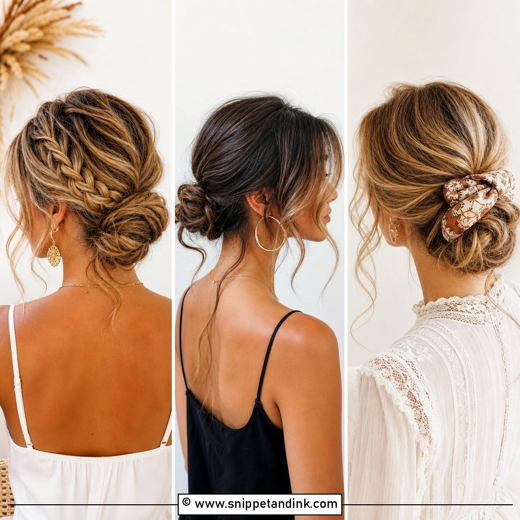 30 Low Messy Bun Wedding Hair Ideas for Romantic Brides