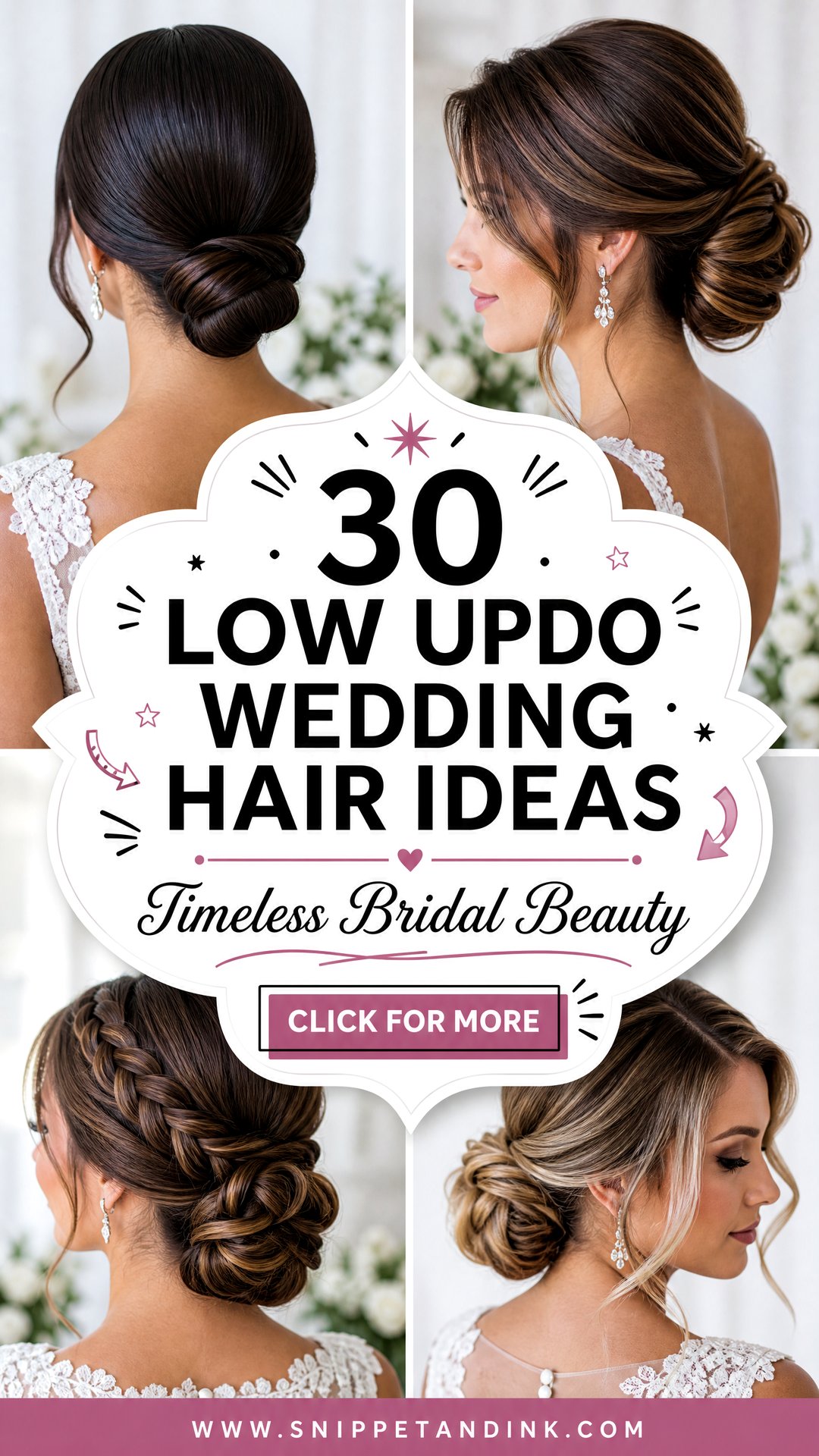 30 Low Updo Wedding Hair Ideas for Timeless Bridal Beauty - 30 Low Updo Wedding Hair Ideas for Timeless Bridal Beauty