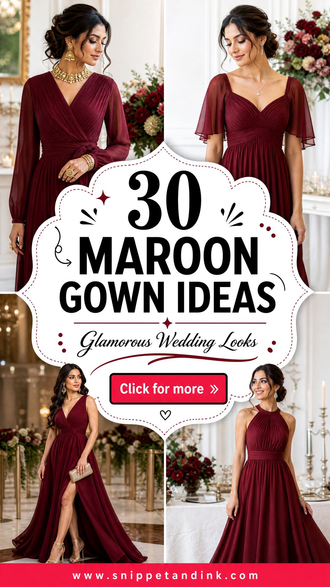 30 Maroon Gown Ideas for Glamorous Wedding Looks - 30 Maroon Gown Ideas for Glamorous Wedding Looks