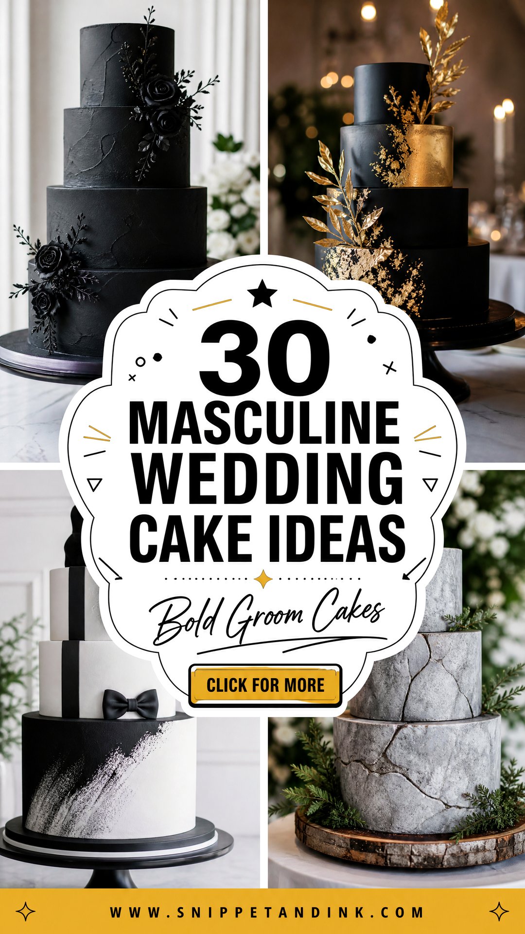 30 Masculine Wedding Cake Ideas for Bold Modern Grooms - 30 Masculine Wedding Cake Ideas for Bold Modern Grooms
