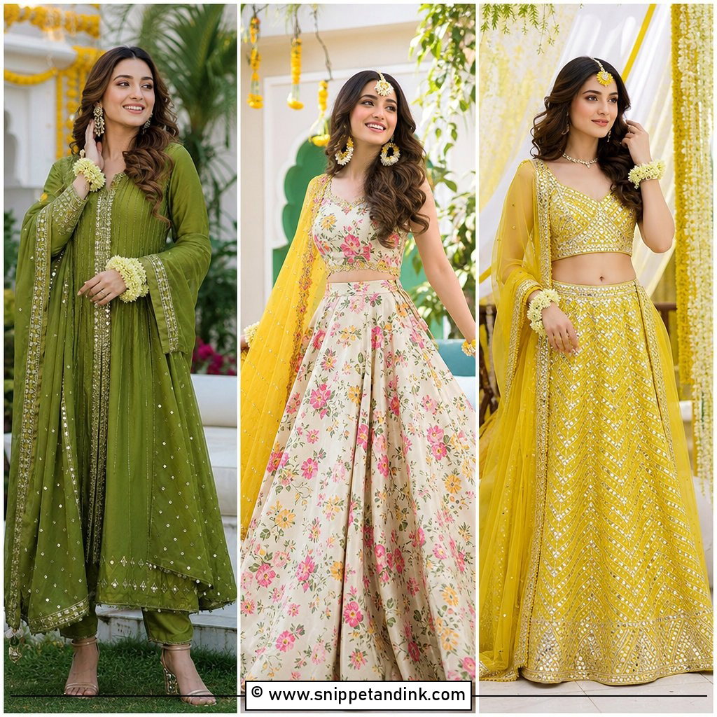 30 Mehandi Dress Ideas for Bridesmaids and Wedding Guests