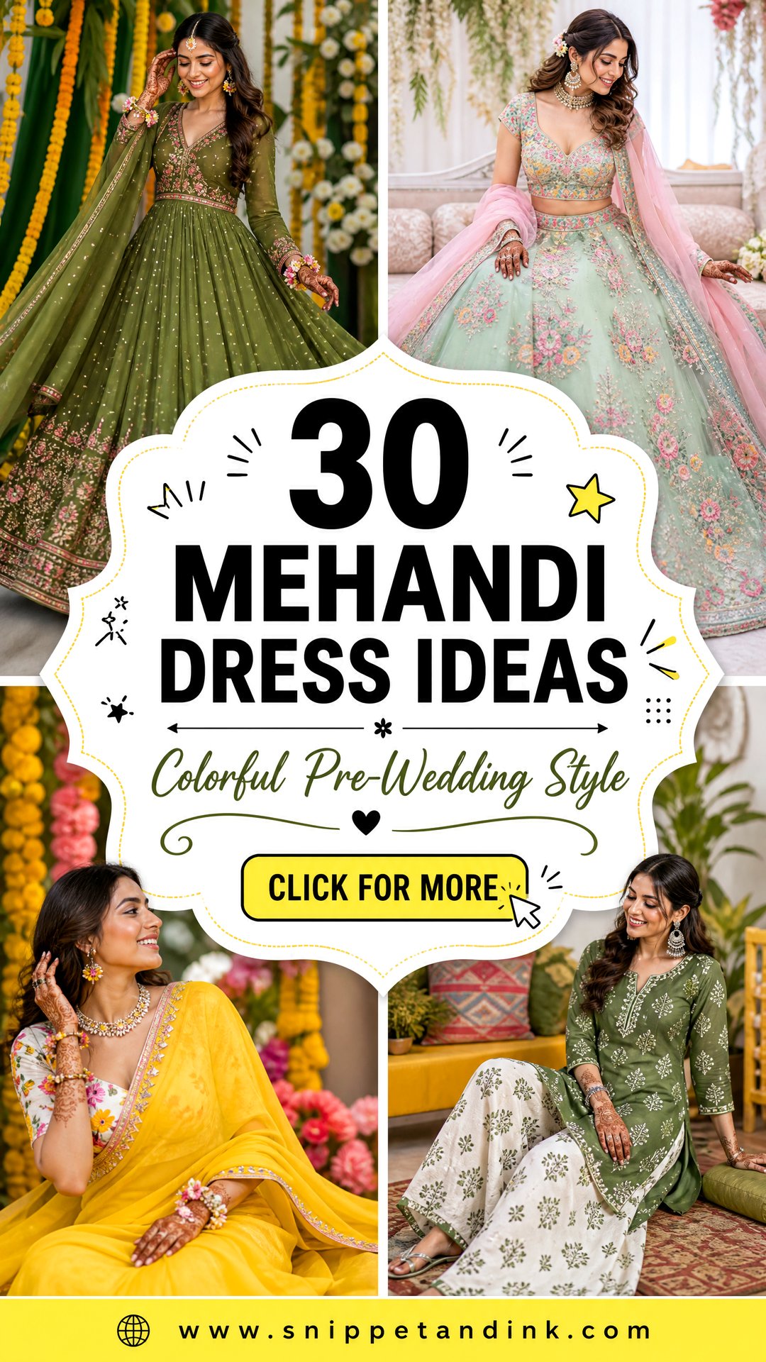 30 Mehandi Dress Ideas for Colorful Pre-Wedding Style - 30 Mehandi Dress Ideas for Colorful Pre-Wedding Style