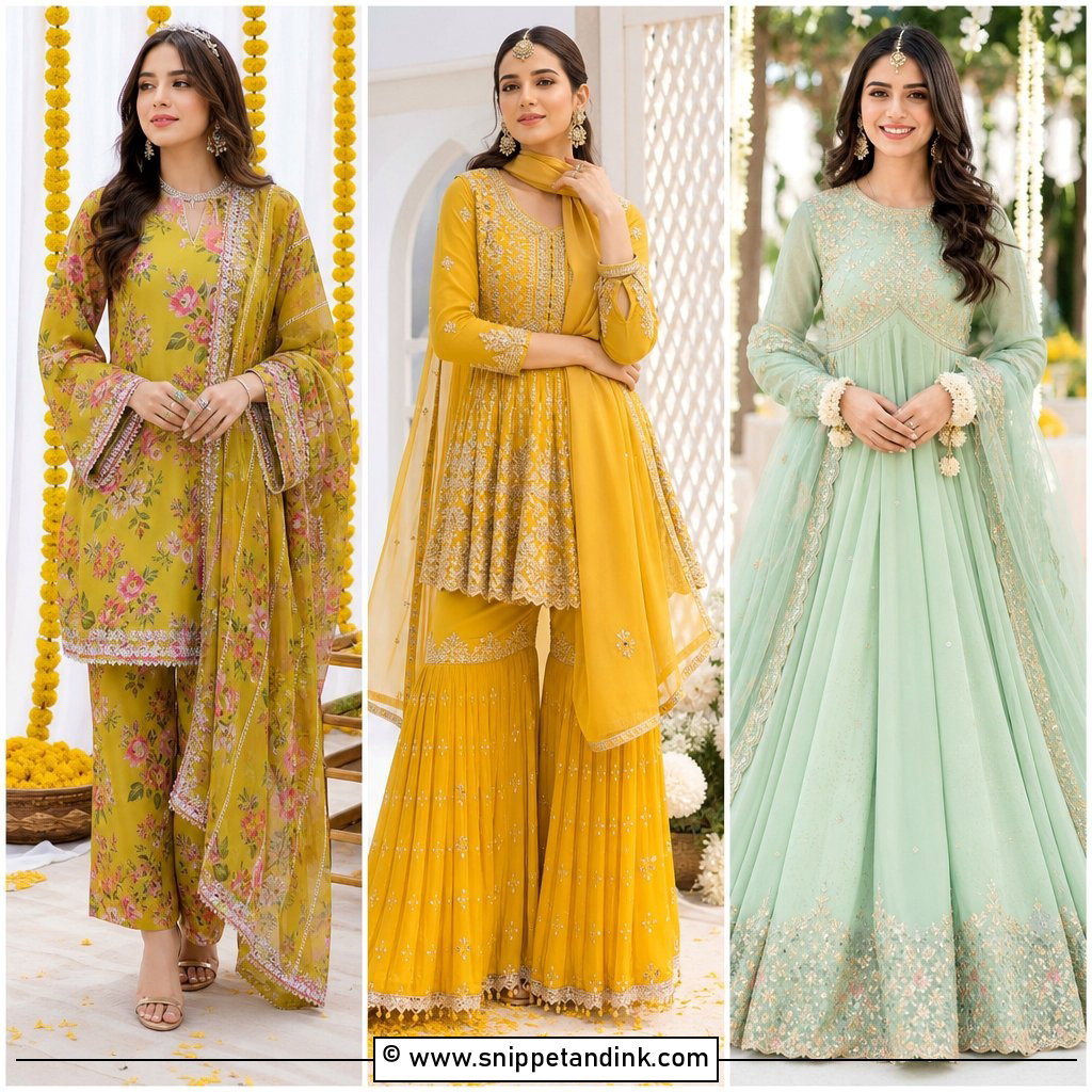 30 Mehandi Dresses Mehndi Outfit Ideas for Festive Brides