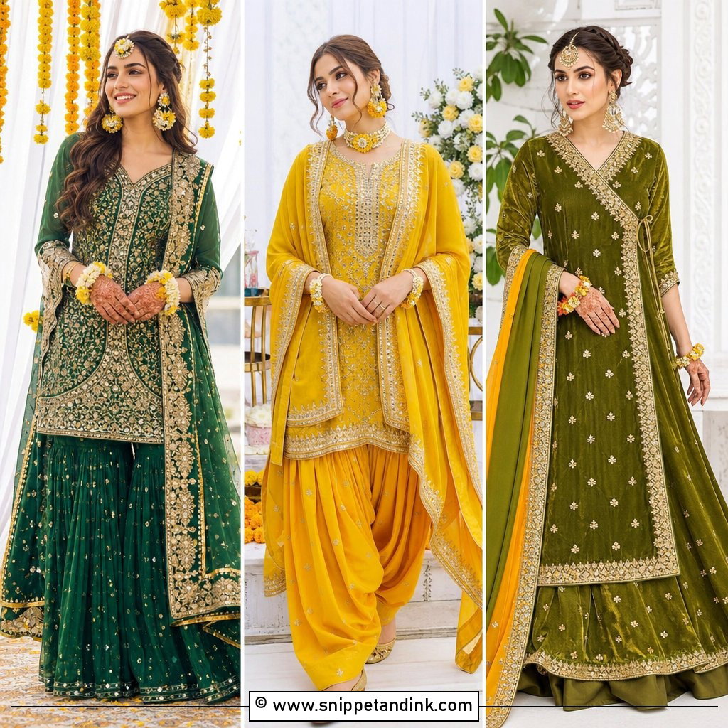 30 Mehandi Outfits Brides Royal Looks for the Big Day