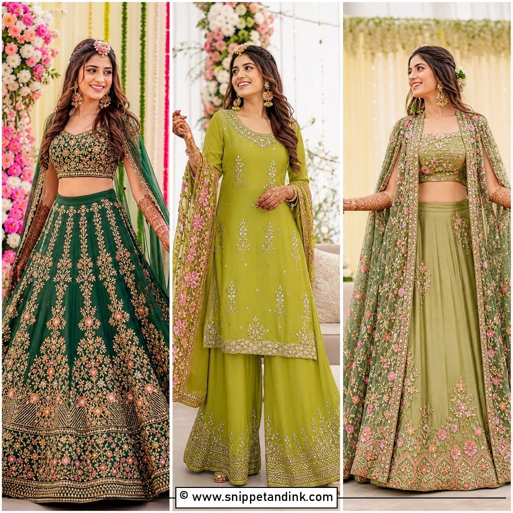 30 Mehandi Outfits Brides Will Love for Stunning Style