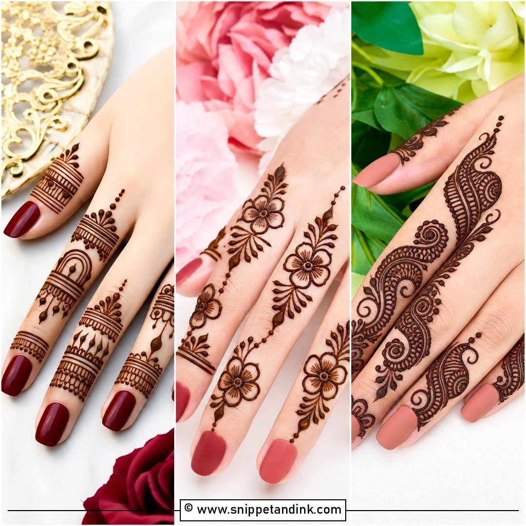 30 Mehndi Designs for Fingers for Chic Detailed Hands