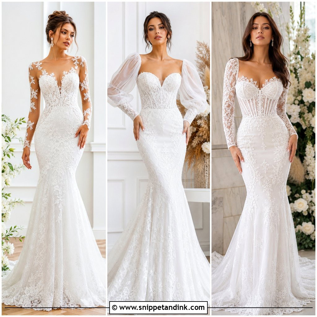 30 Mermaid Wedding Dress with Sleeves