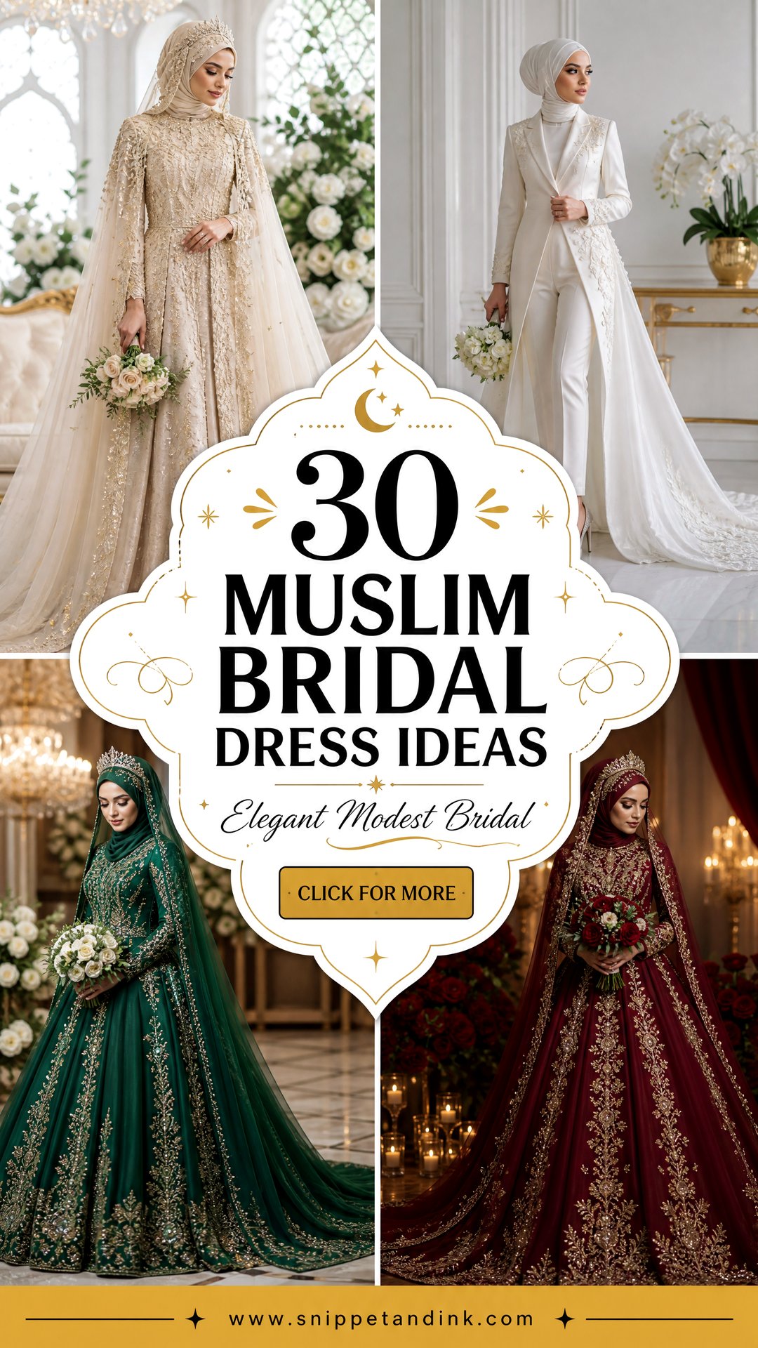 30 Muslim Bridal Dress Ideas for Elegant Modest Weddings - 30 Muslim Bridal Dress Ideas for Elegant Modest Weddings