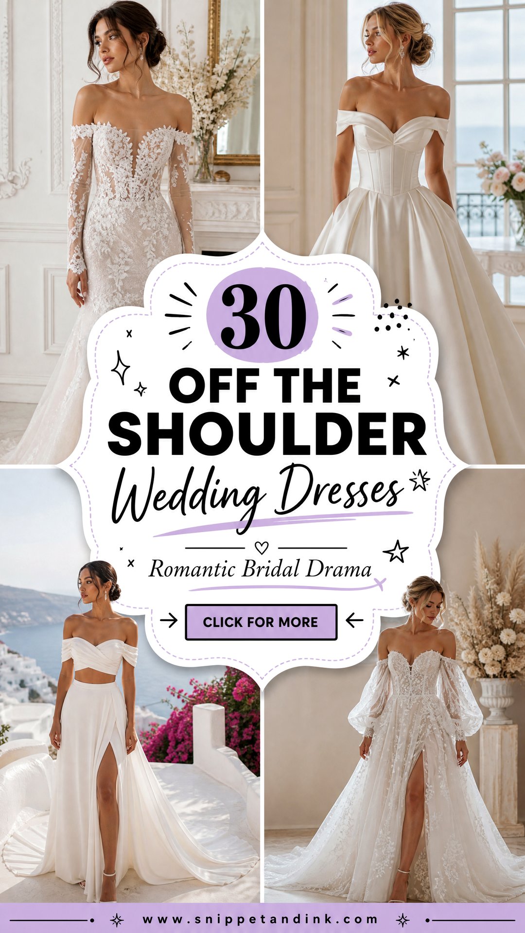 30 Off the Shoulder Wedding Dresses for Romantic Brides - 30 Off the Shoulder Wedding Dresses for Romantic Brides
